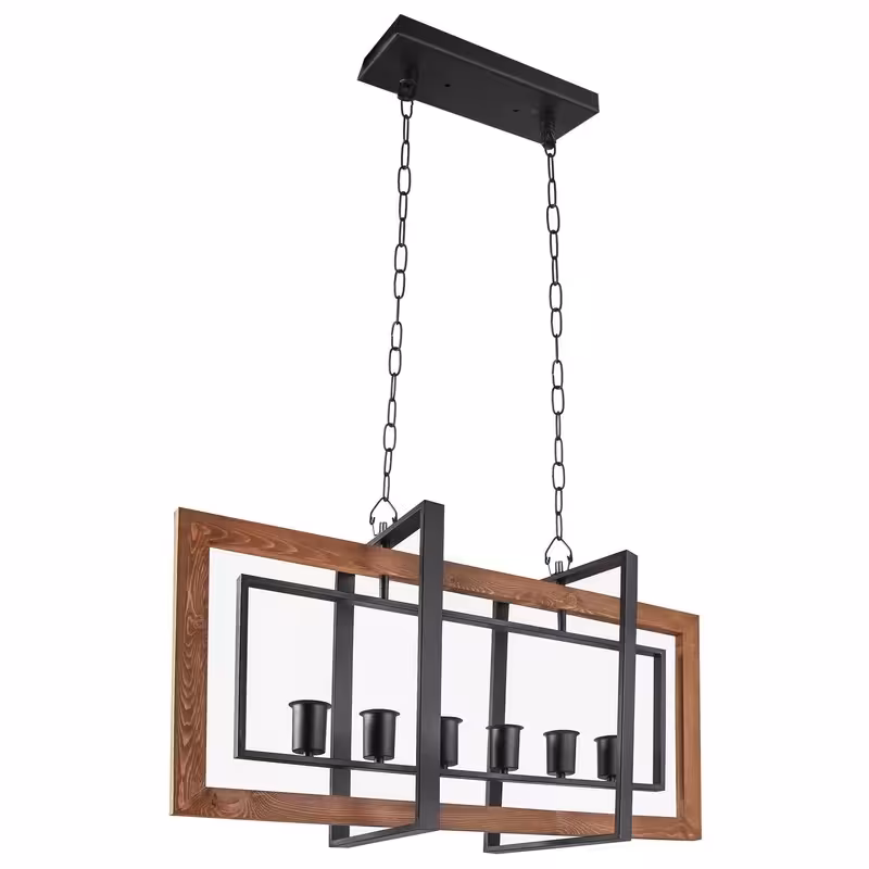 لوستر 6شعله طرح مدرن دینا کل 587 -لوستر چوبی -لوستر وبی فلزی -لوستر مدرن -لوستر آشپز خانه -لوستر اتاق 