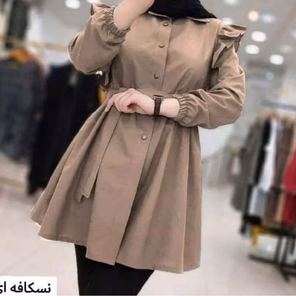 مانتو عروسکی کوتاه 62 جنس داکرون دارای رنگ بندی