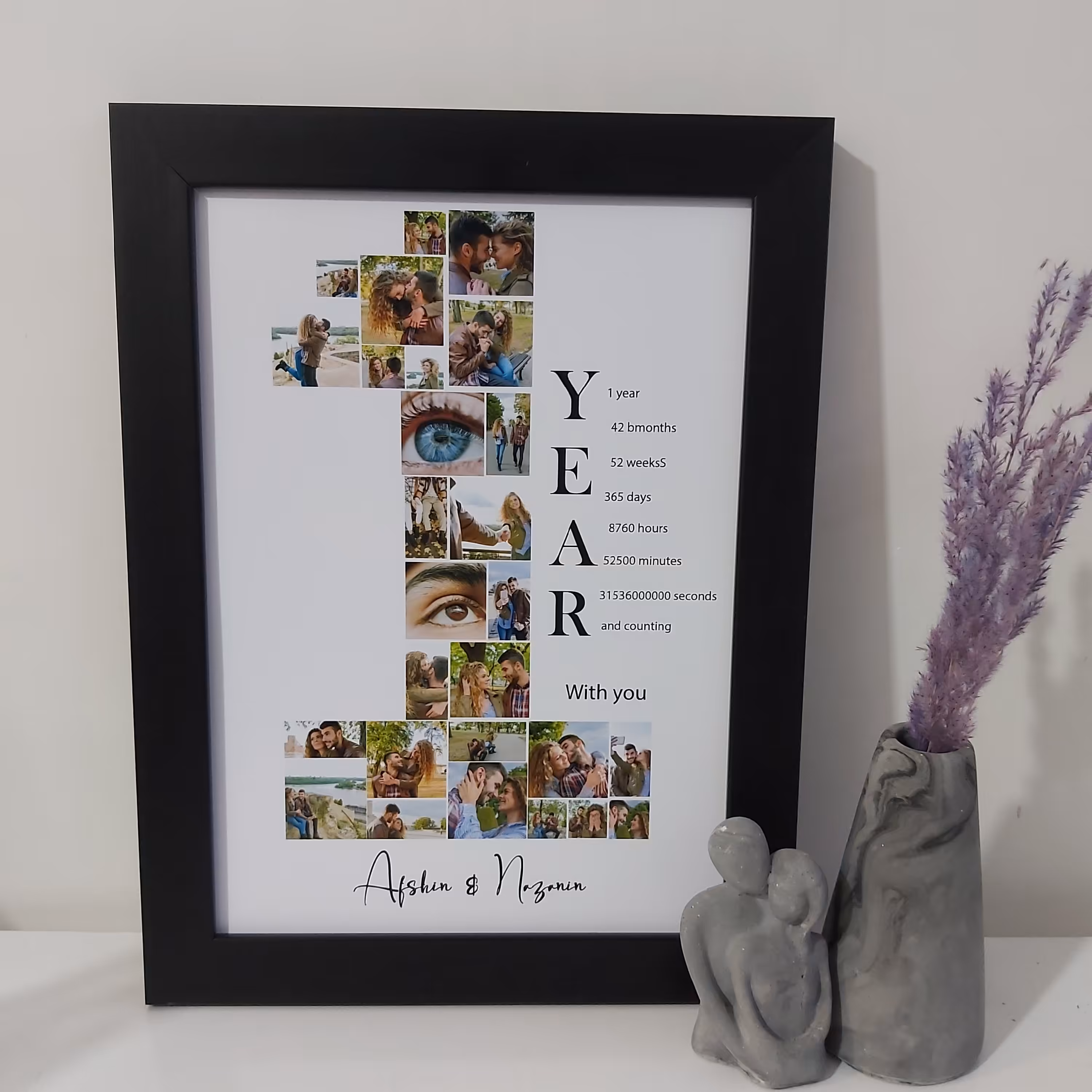 تابلو کلاژ عدد اولین سالگرد ازدواج 