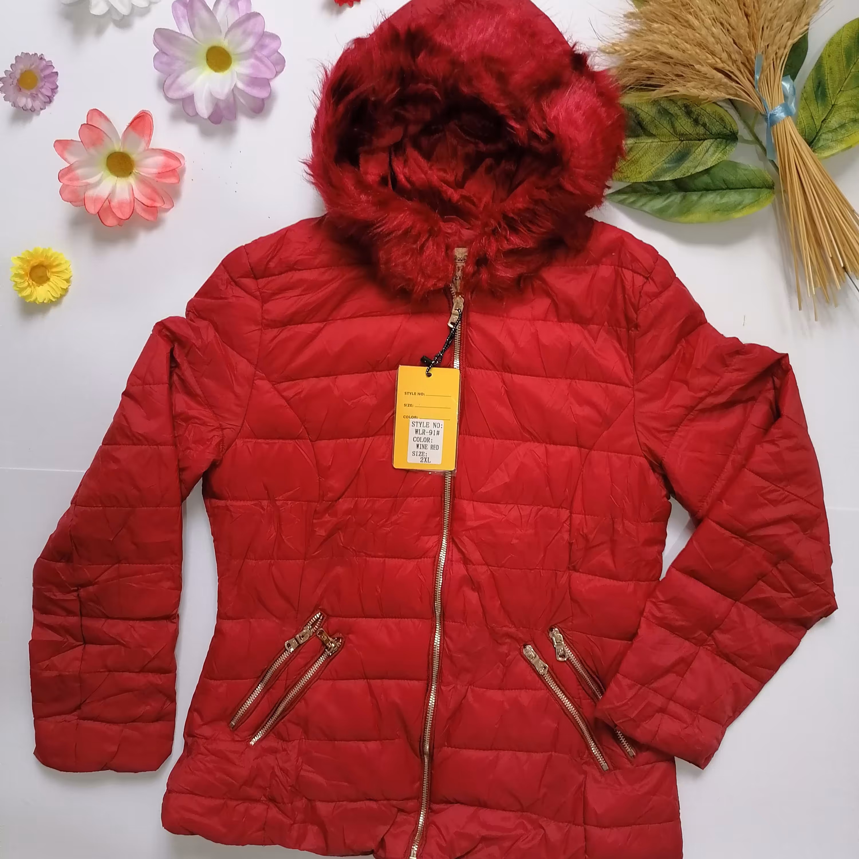 کاپشن دخترانه زرشکی