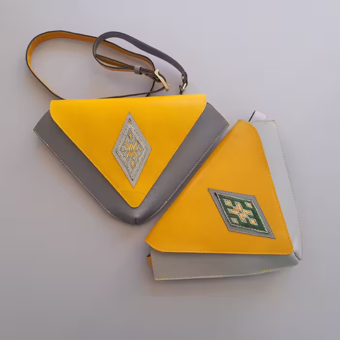 کیف چرم طبیعی سوزن دوزی 