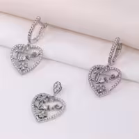 نیمست نقره مدل قلب و دوستت دارم نماد عشق کد 4728