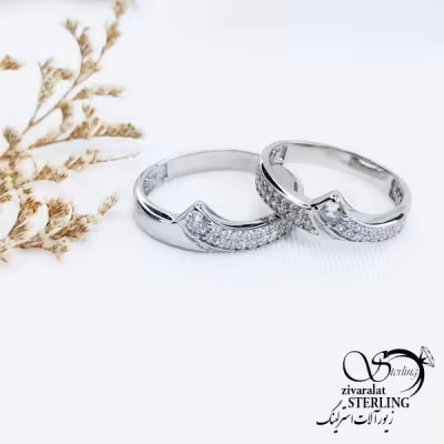 حلقه ست نقره نگین الماسی کد 13136