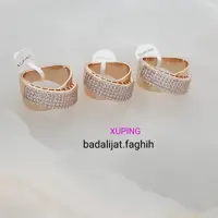 انگشتر ژوپینگ لاکچری و فوق العاده شیک و مجلسی با نگین های اتمی درخشان و آبکاری طلا