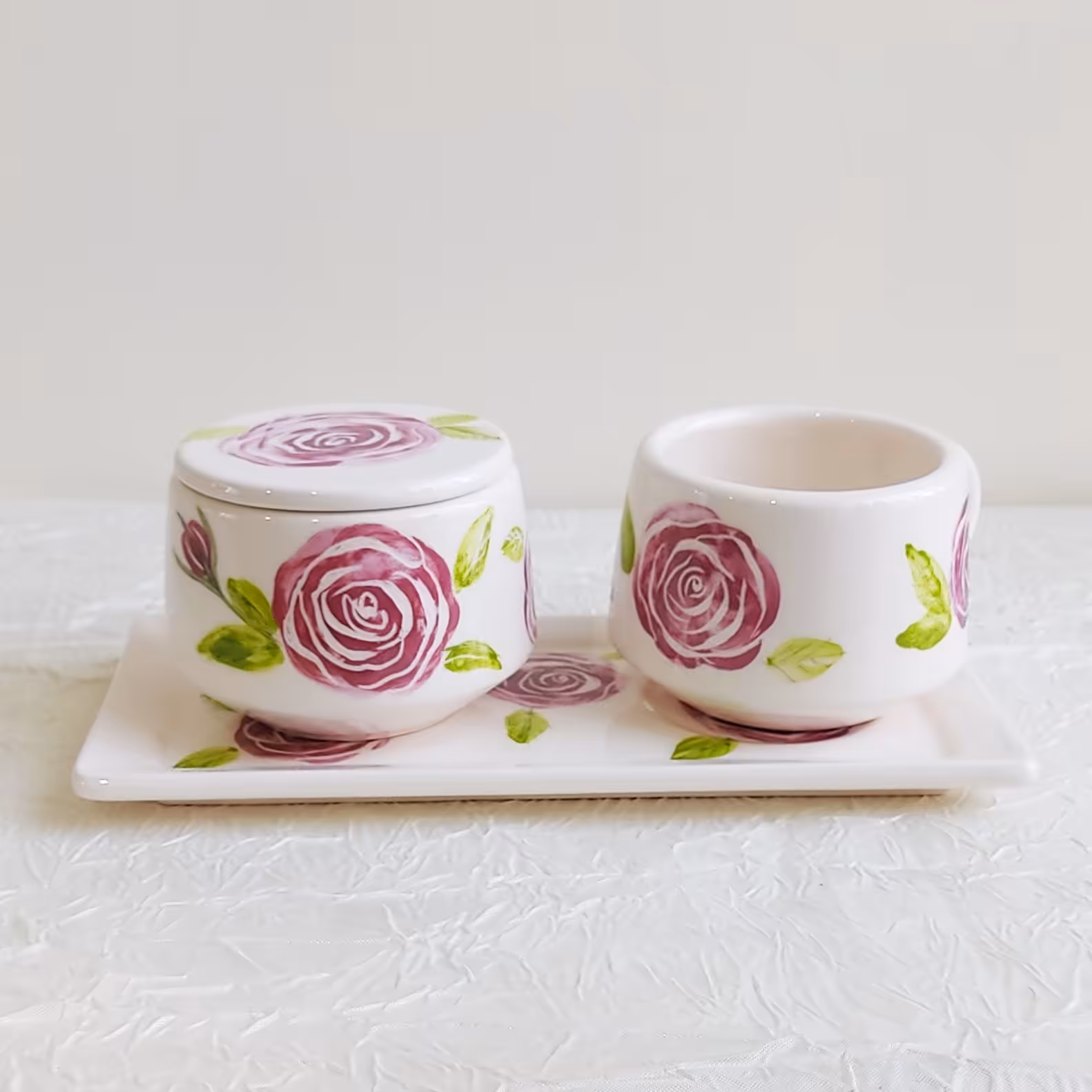 ست چای خوری تکنفره با قندان کد 226 سرامیکی دستساز 