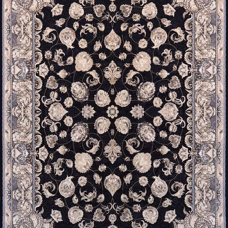 فرش اکرلیک 6 متری 700 شانه طرح شاهین رنگ سرمه ای کد N207