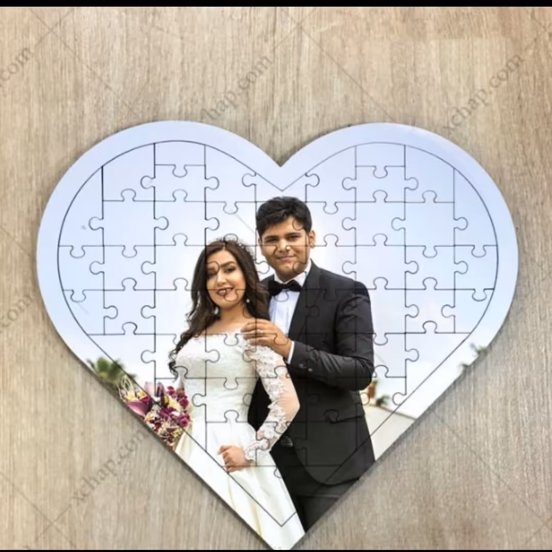 چاپ سابلیمیشن پازل قلبی گلاسه با طرح دلخواه 