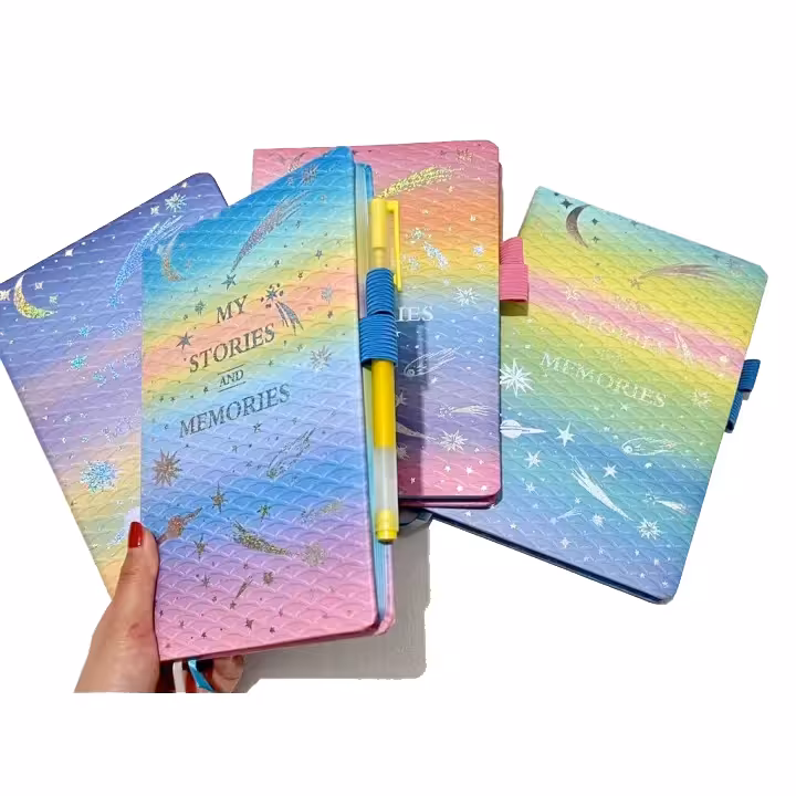 دفترچه یادداشت با جای خودکار هفت رنگ طرح خاطرات