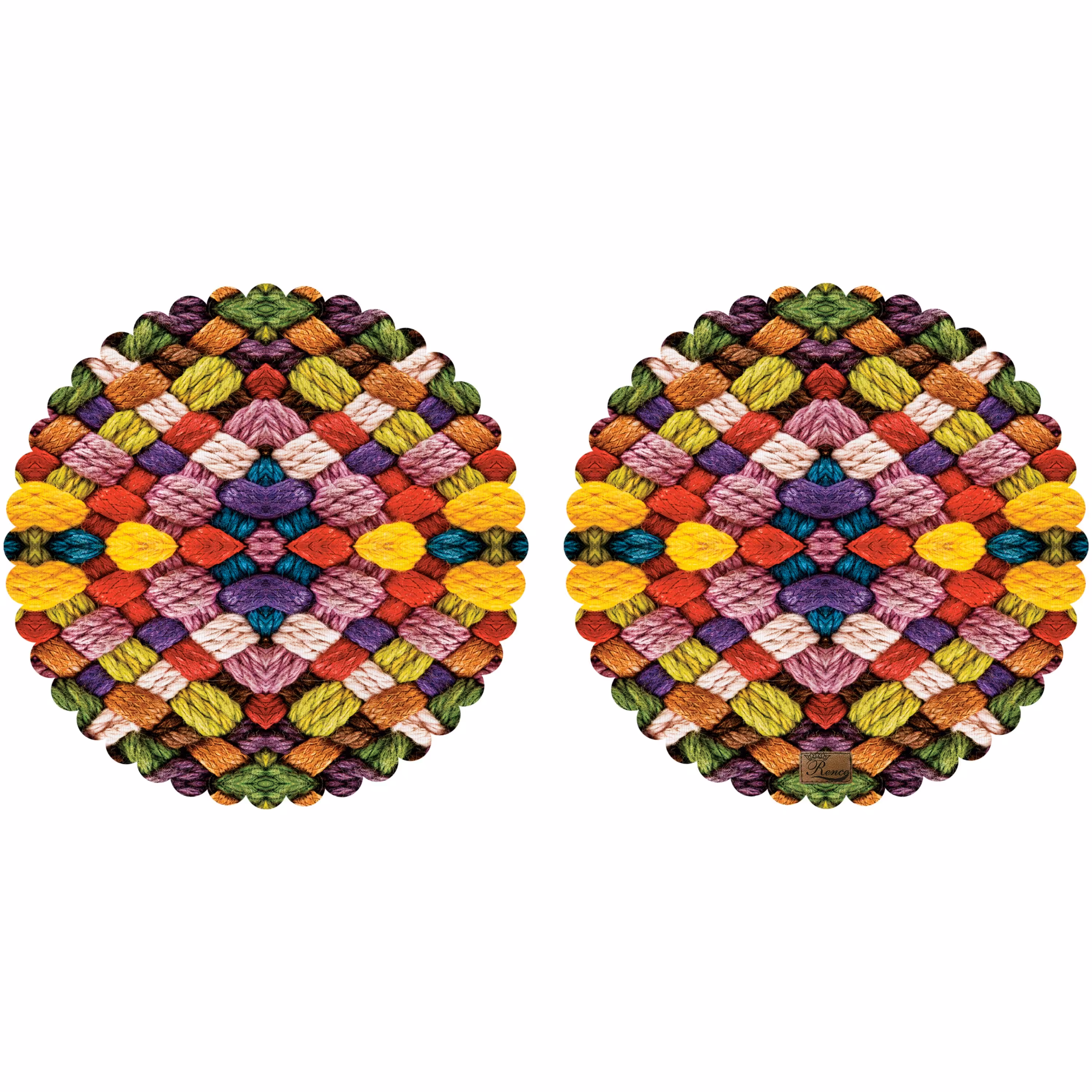 رومیزی مخمل طرح طناب رنگی دو عدد سایز 40 در 40 مدل T4-158 شرکت رنس