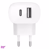 شارژر دیواری شارژ سریع بلکین (Belkin) مدل WCB007vfWH با دو پورت USB-C و USB-A