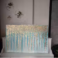 تابلو ریسه نقاشی برجسته آبی طلایی