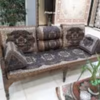 پشتی شاه نشین 7 تکه ترمه رنگ سرمه ای کد 1