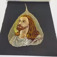 نقاشی قدیمی بر روی برگ انجیر طبیعی (هندی) شماره 15