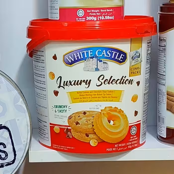 کوکی کره ای وایت کستل مدل سلطی کرانچی با چیپس های شکلاتی(350گرم)پک1عددی رنگ قرمز