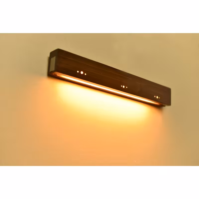 چراغ خواب چوبی تزیینی دیواری از جنس چوب نراد و استیل و LED آفتابی مدل C5-37