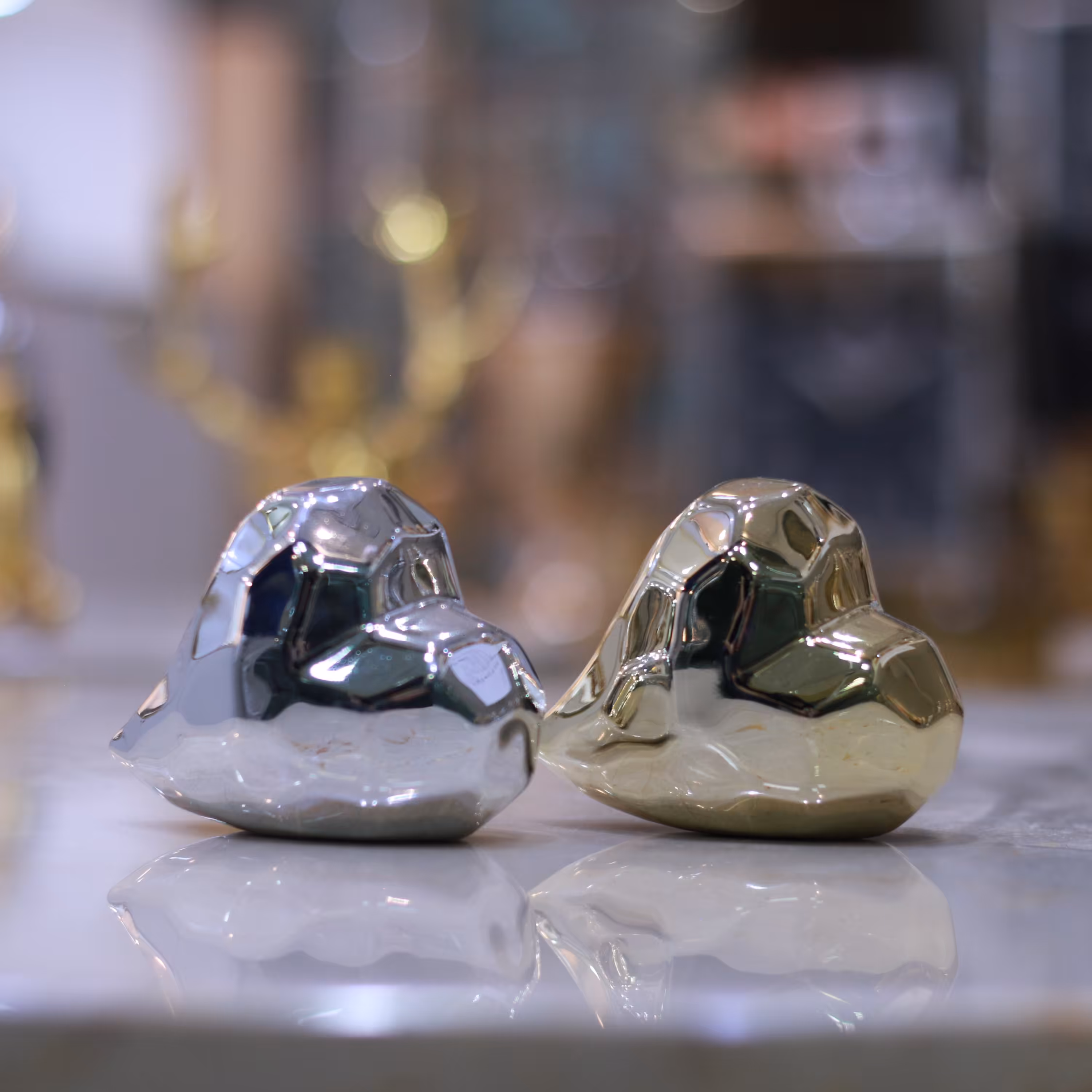 اکسسوری مجسمه قلب سرامیکی نقره ای