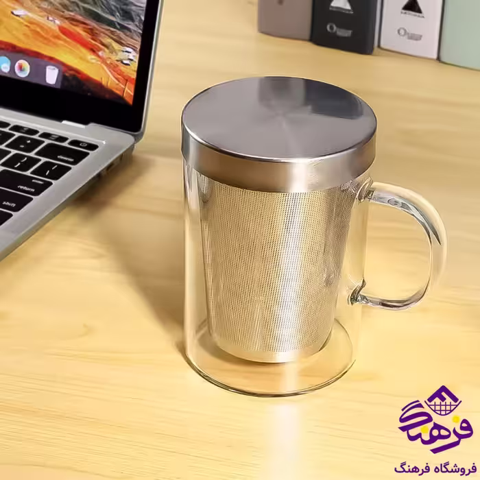 ليوان دمنوش پيرکس درب استيل بزرگ