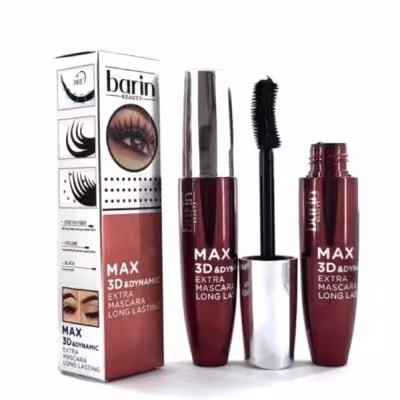 ریمل بارین حجم دهنده مژه مدل MAX 3D دارای فرچه ژلهای و سرکج
