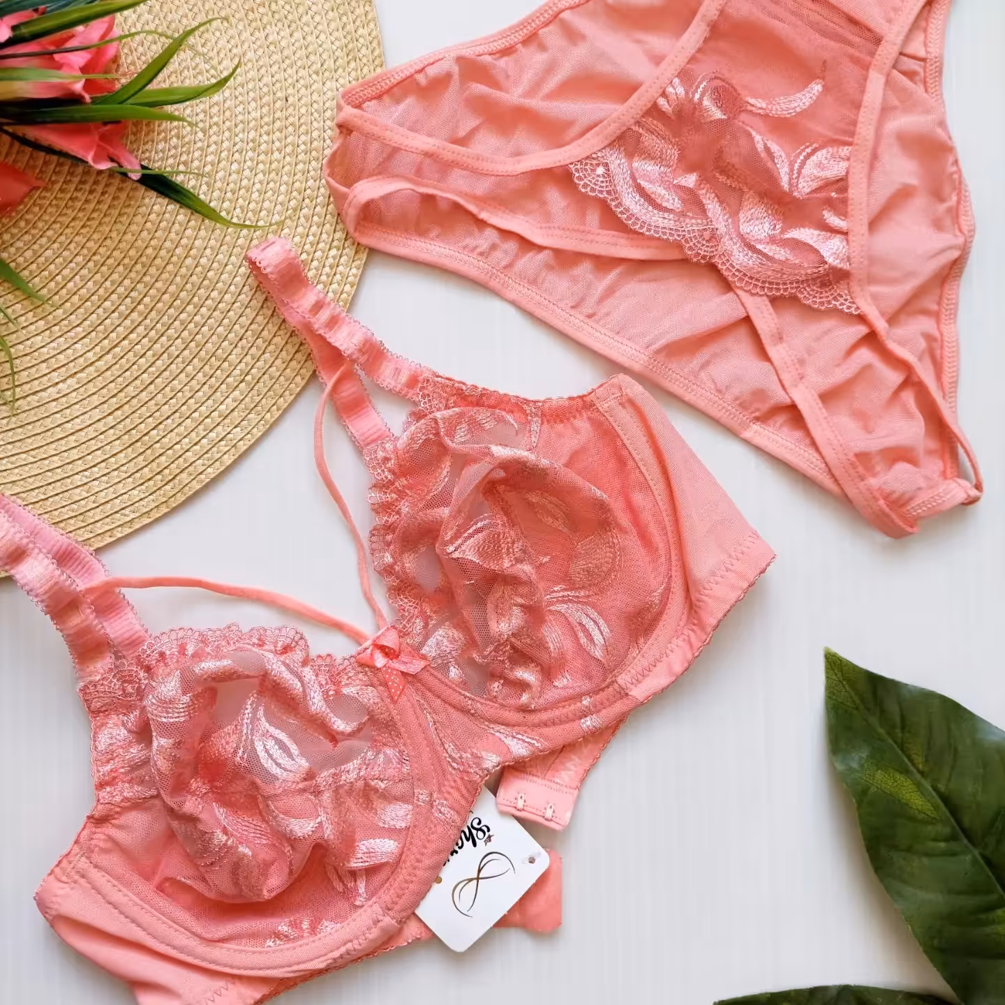 ست لباس زیر تورگاز گلبهی