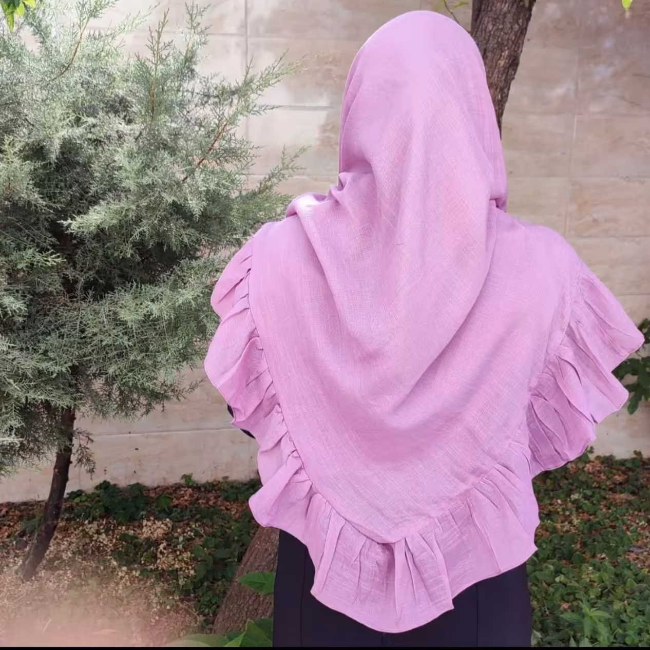 روسری وال اسلپ نخی دور چین صورتی
