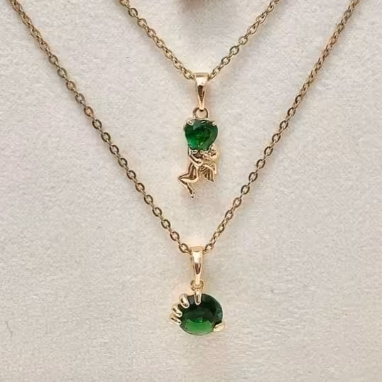 دو مدل گردنبند زمرد زنانه دخترانه استیل مارک ژوپینگ