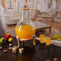 کلمن شیشه ای مدل آب گز با درب و پایه چوبی از برند معتبر پاشاسازه