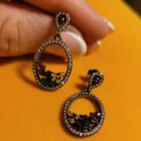 گوشواره آب رادیوم مشکی نقره 
