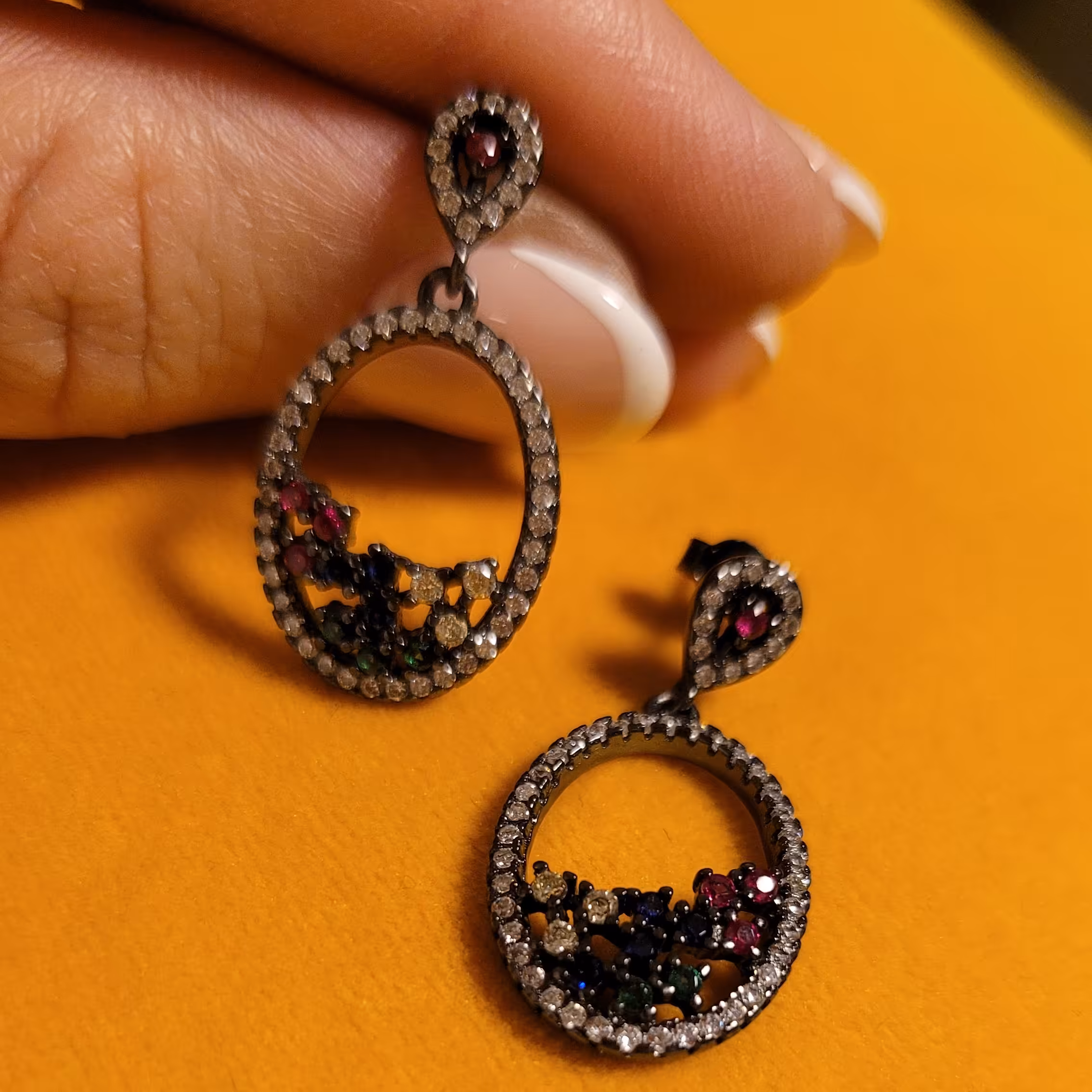 گوشواره آب رادیوم مشکی نقره 