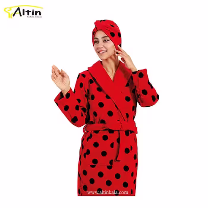 حوله پالتویی پودایران مدل خالدار قرمز سایز 125