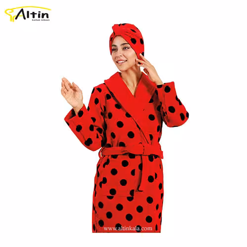 حوله پالتویی پودایران مدل خالدار قرمز سایز 125