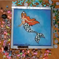 تابلو‌آینه‌کاری‌پری‌دریایی با تکه چسبانی آینه بروی چوب ابعاد20در20