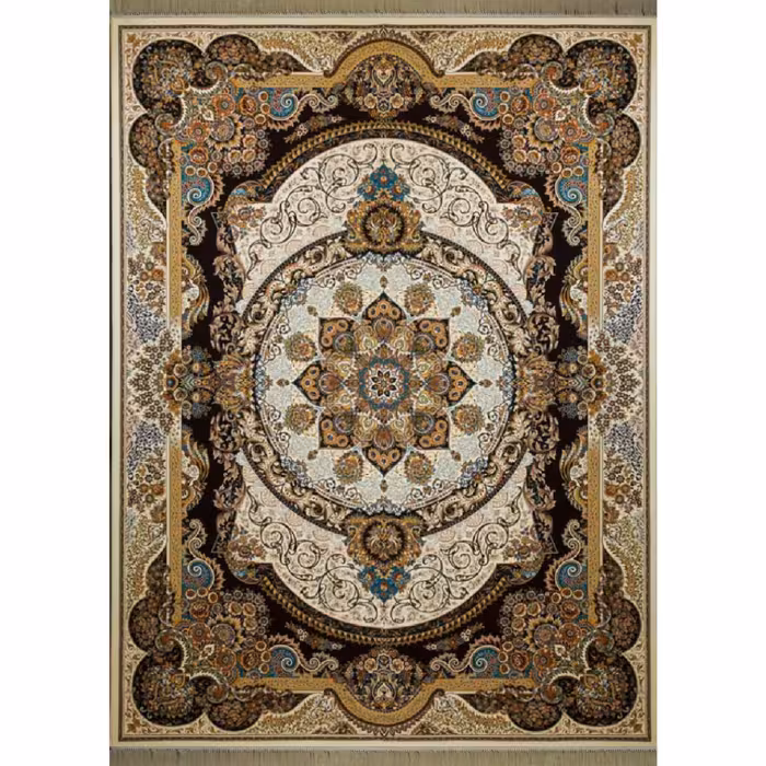 فرش ماشینی افرند 700 شانه زمینه کرم کد 7743 (دوازده متری)