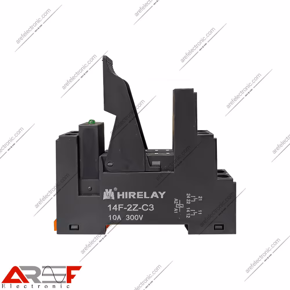 سوکت رله ریلی 2 کنتاکت کتابی 8 پین (24_12_48_5 ولت DC) - فروشگاه عارف الکترونیک