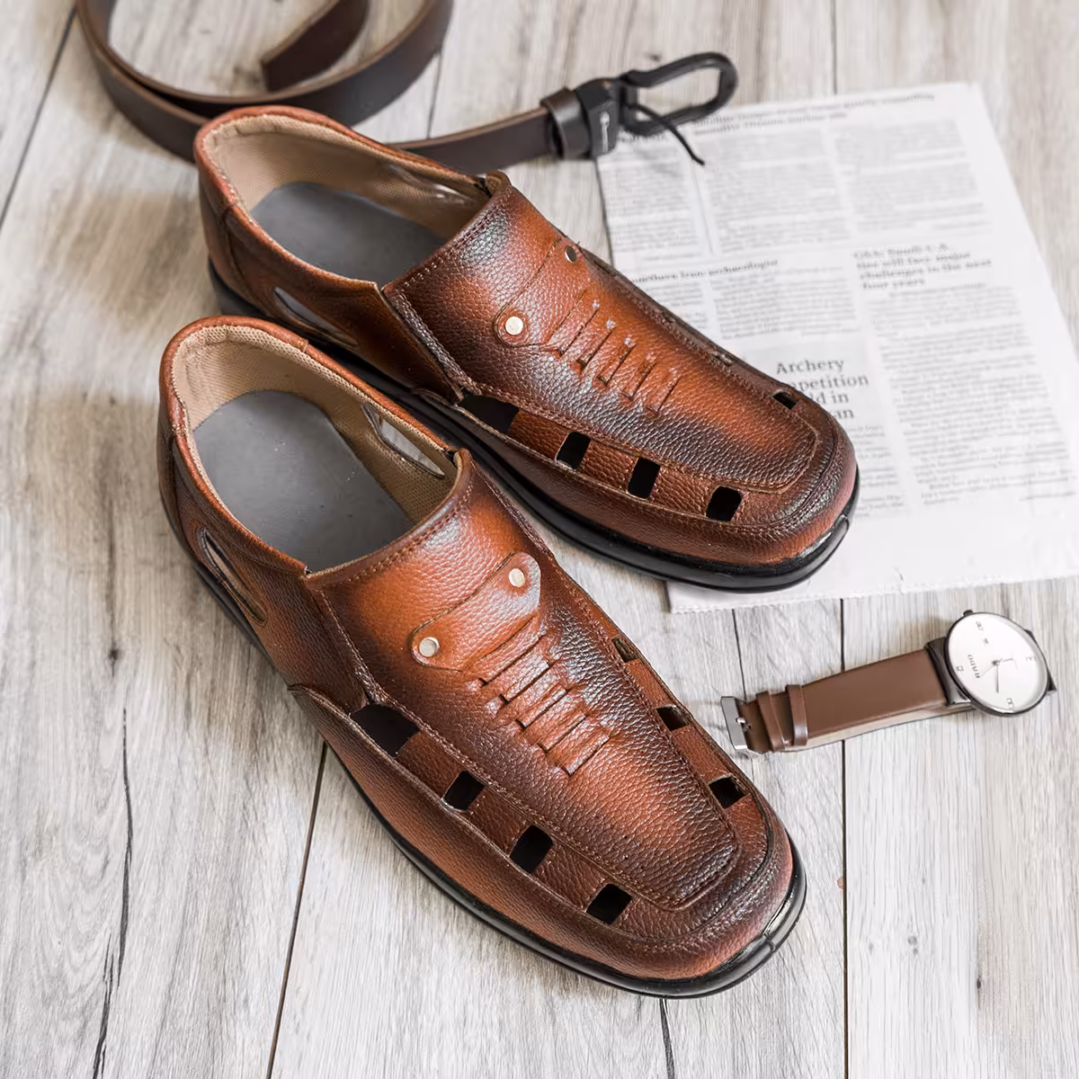 کفش تابستانه قهوه ای مردانه مدل Ropert