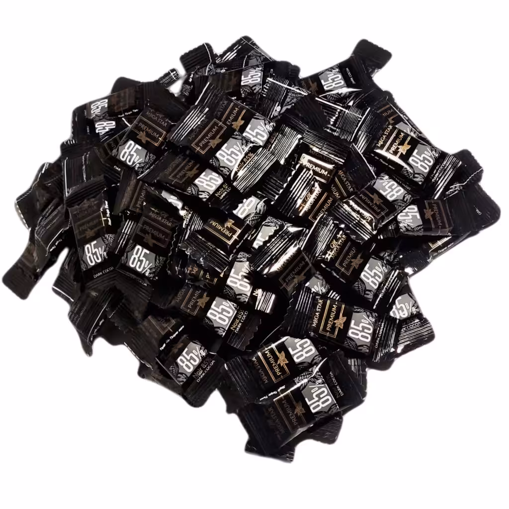 شکلات تلخ 85 درصد مگا استار در بسته بندی های 500 گرمی