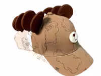 کلاه کپ لبه دار کتان طرح خرس BABY (دور سر 50 cm)