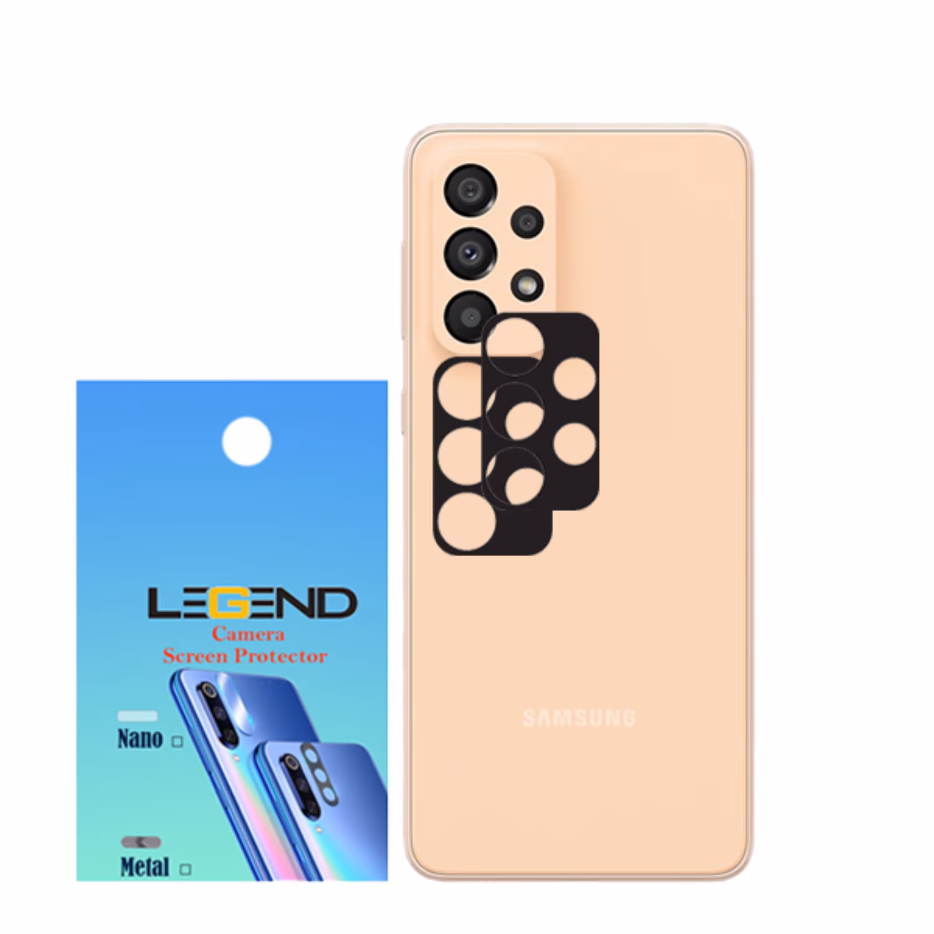 محافظ لنز دوربین قابدار مدل LEGEND مناسب موبایل سامسونگ Galaxy A33 بسته 2 عددی