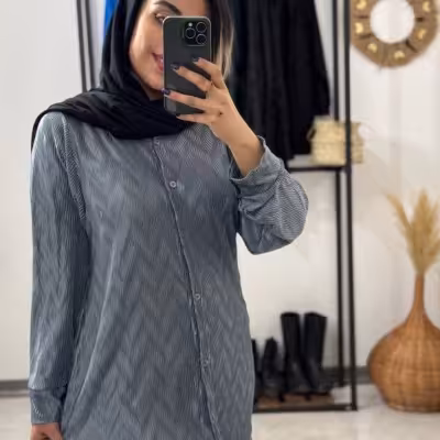 شومیز مانتویی پلیسه ای قواره دار سایز بزرگ