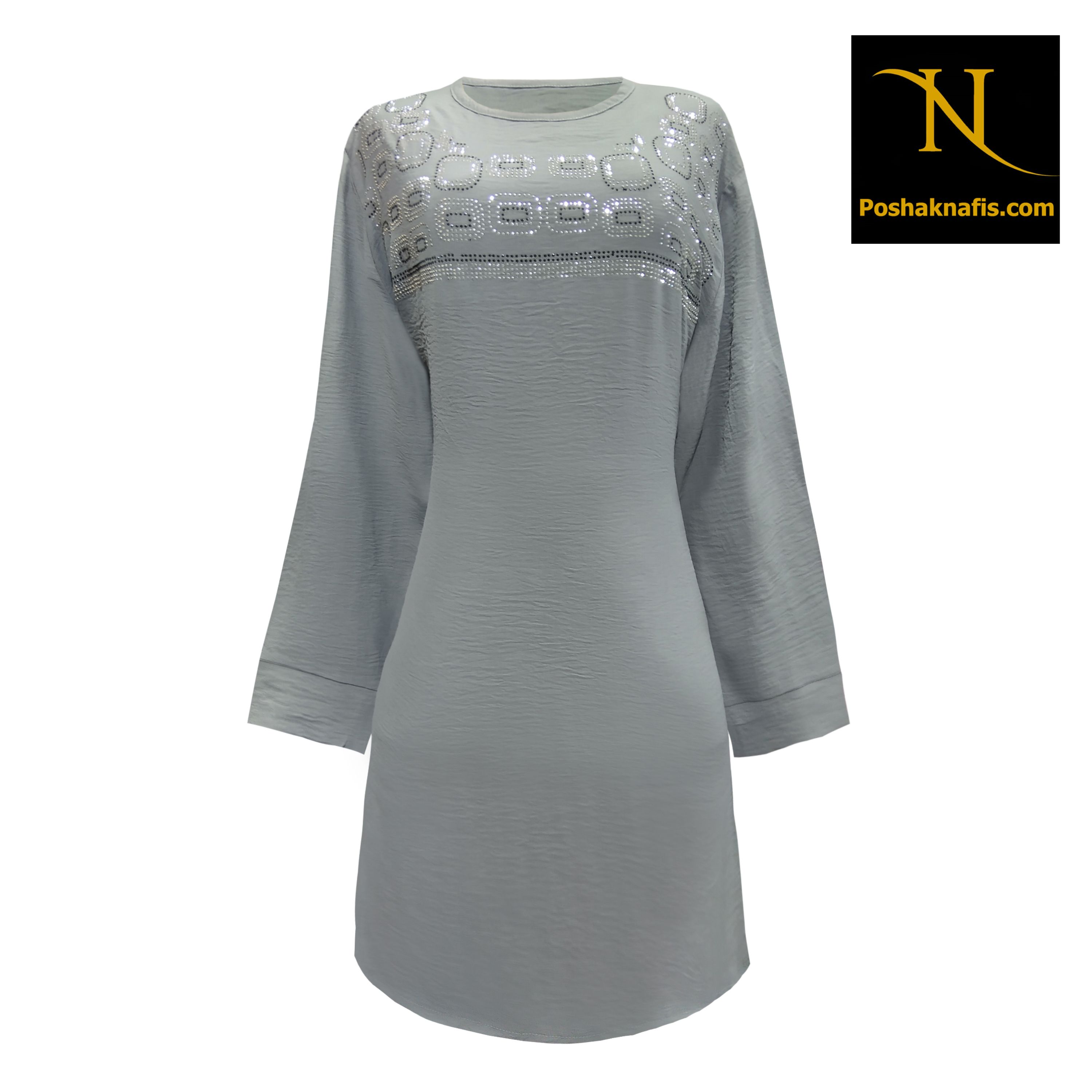 تونیک قواره بزرگ ابر و بادی (طوسی)کد 3066 پوشاک نفیس