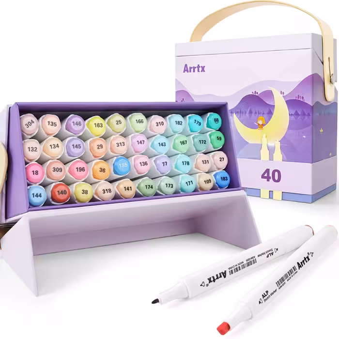 پک 40 تایی ماژیک اورجینال برندArrtx طراحی و راندو به همراه کیف بسیارجذاب