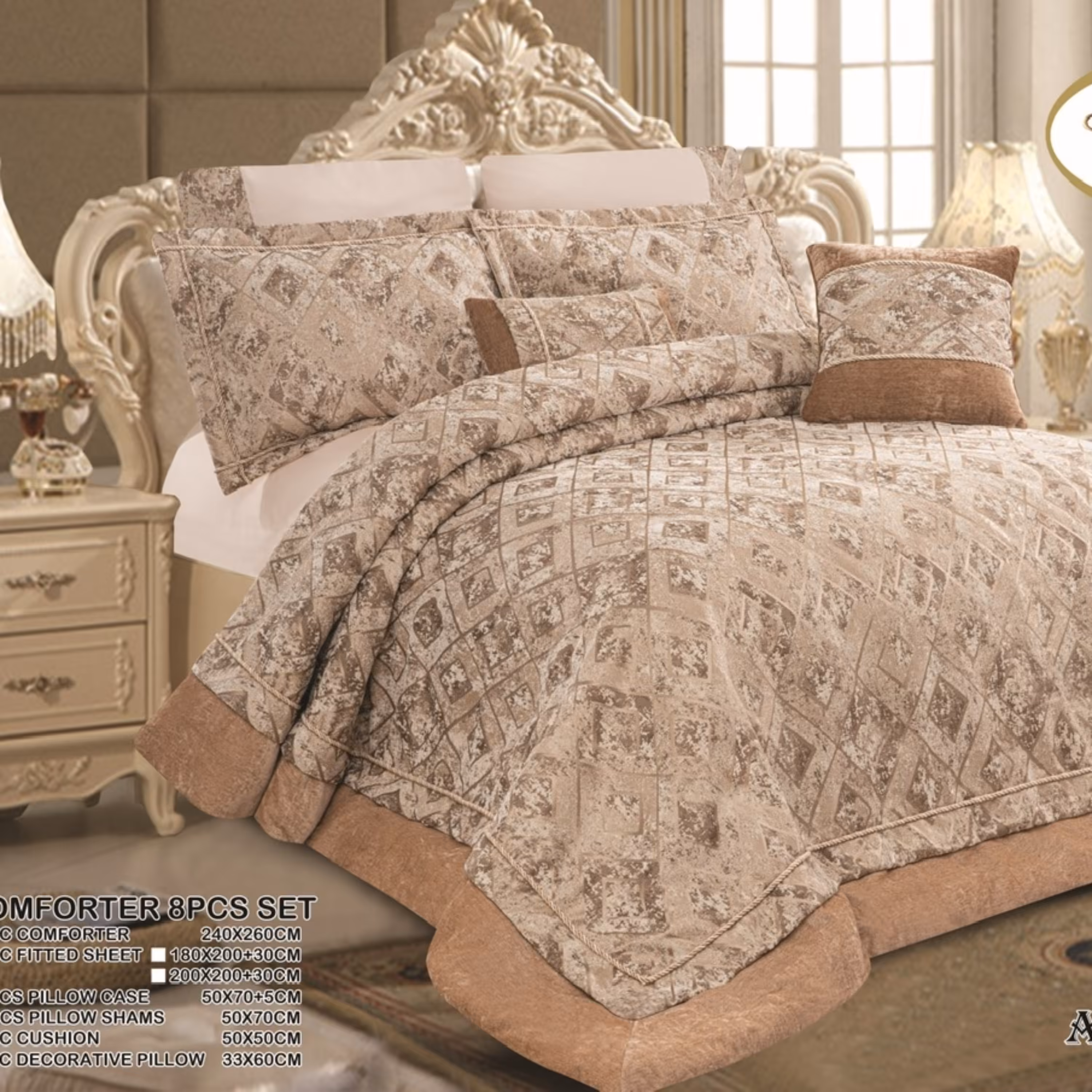 سرویس روتختی دو نفره هشت تکه شانل ابریشمی طرح آدلاین 003 لاویتا ویژه ی جهیزیه 