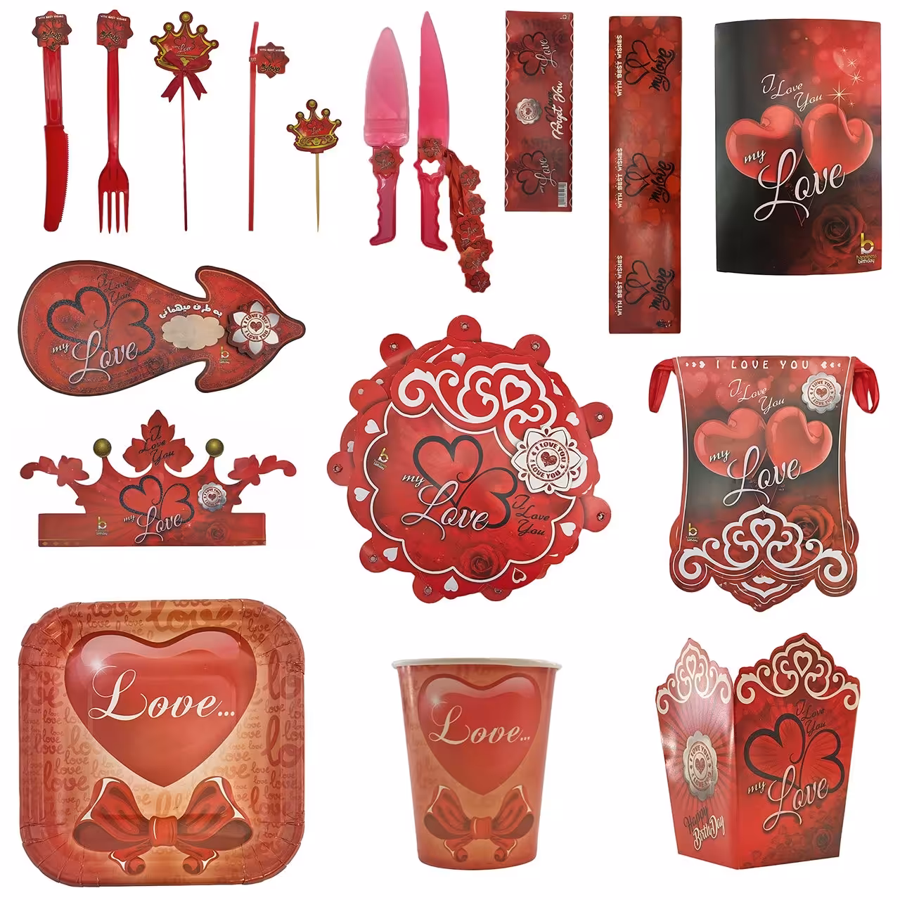 پک جشن تولد گالری زیبا باکس مدل تم عشق Love سایز 150