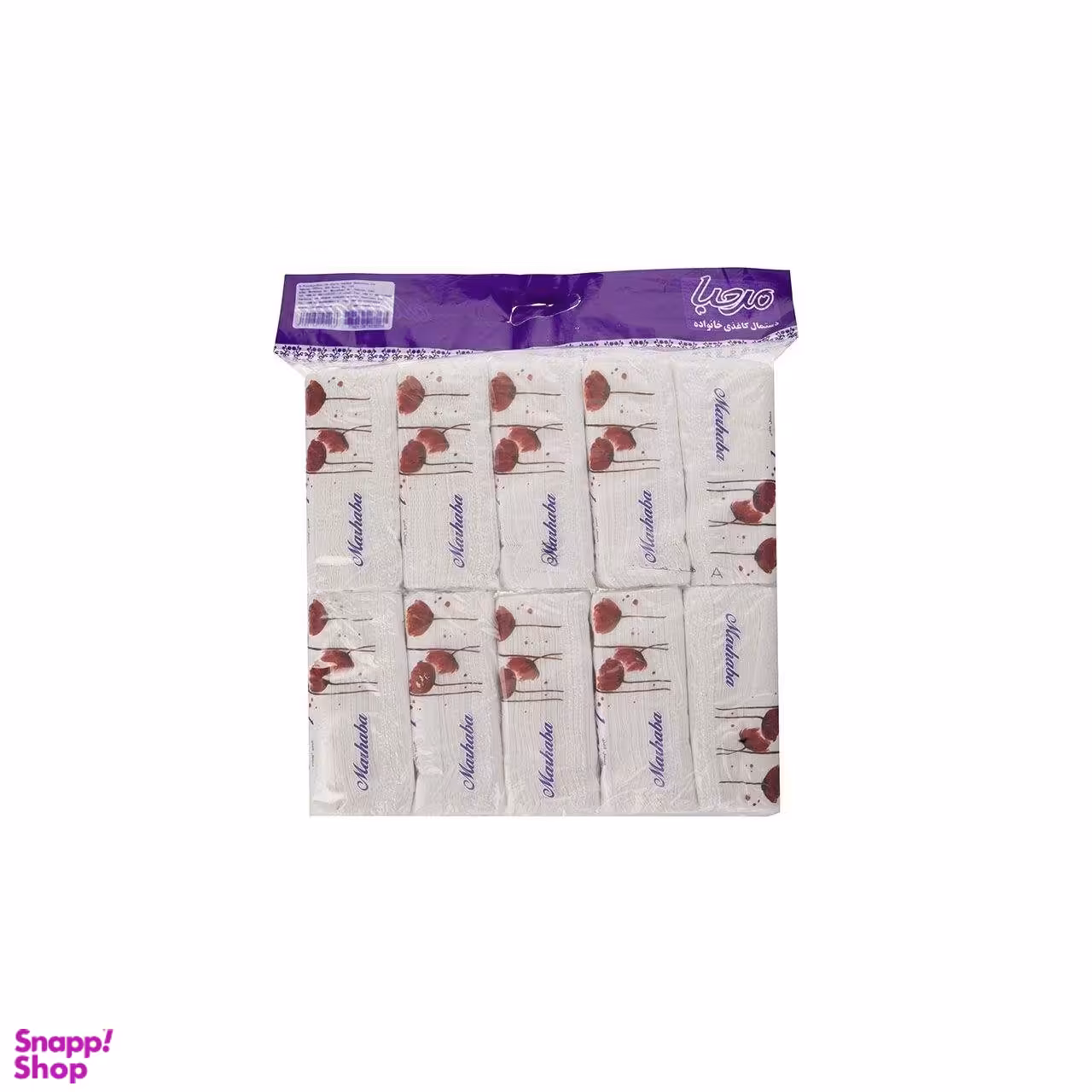 دستمال کاغذی 100 برگ مرحبا مدل Flower بسته 10 عددی