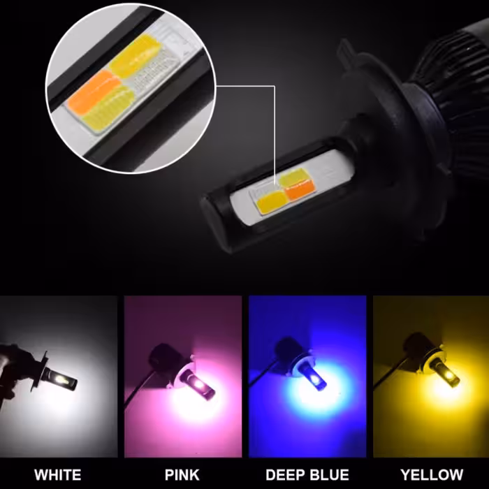 هدلایت 4 رنگ پنج حالته فلاشر دار پایه H7 بسته دو عددی h7