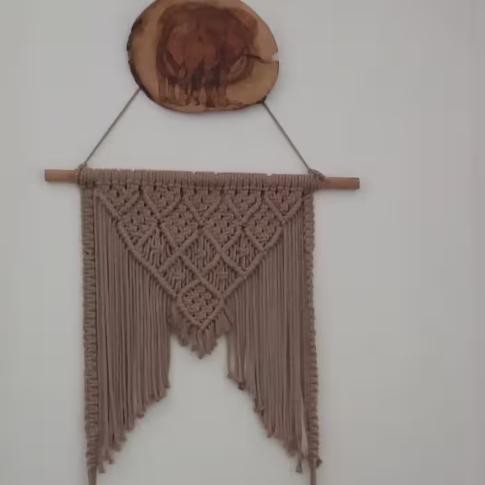 دیوارکوب  چوب و مکرومه