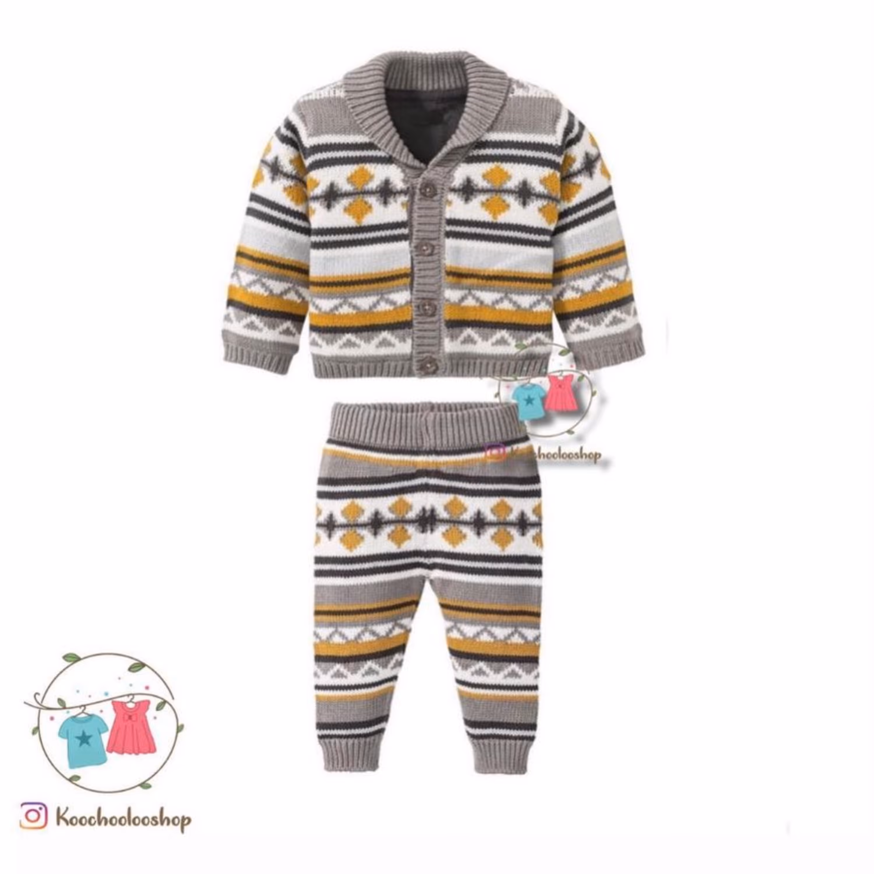 ست سویشرت شلوار بافت نوزادی نیوبورن یا صفر تا  2 ماه  لوپیلو