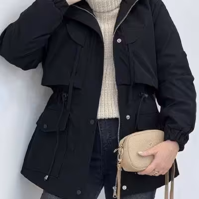 بارانی کتان تی سی آستر دار مدل مهتاب - کد 2486