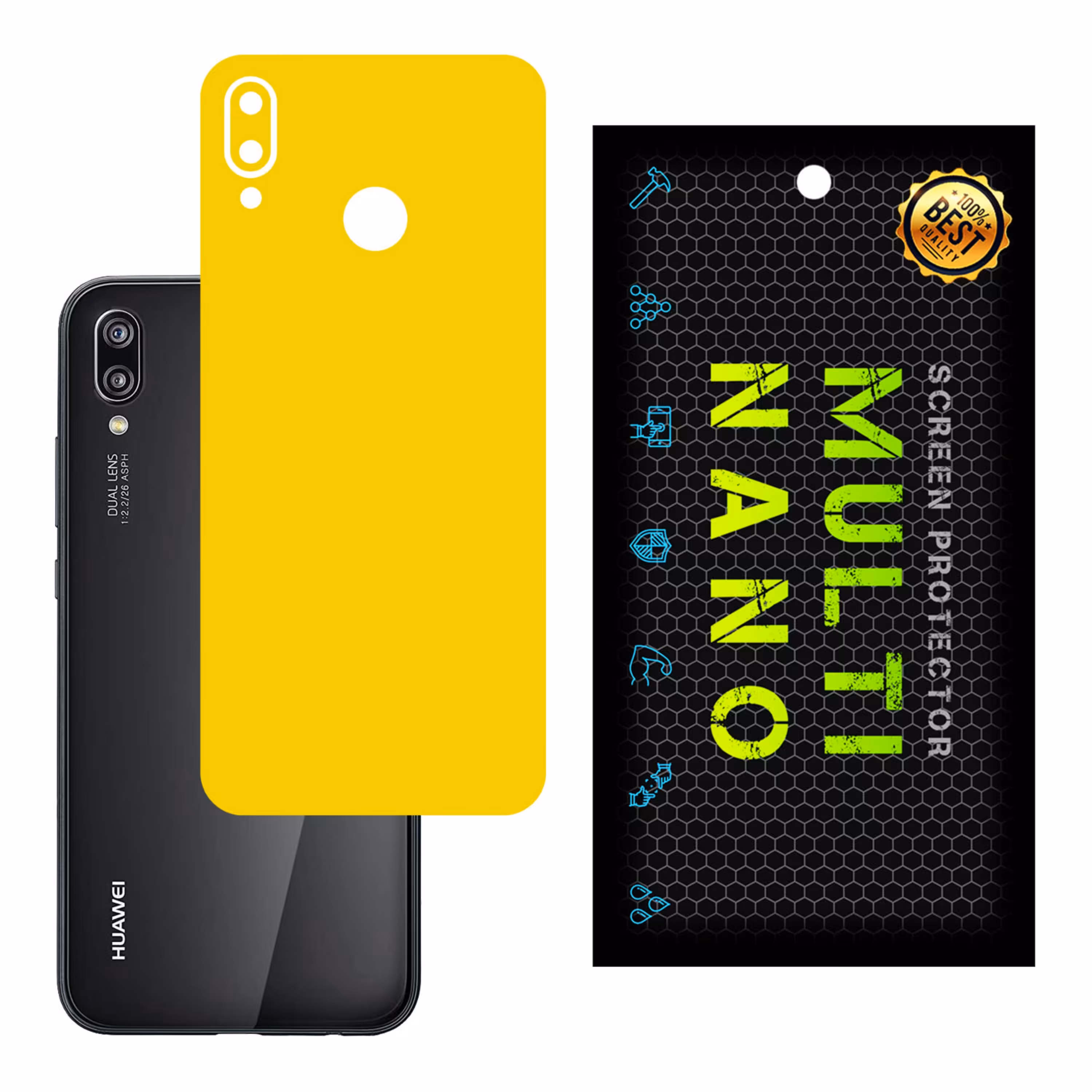 برچسب پوششی MultiNano مدل X-F1M-Yellow برای پشت موبایل هواوی P20 Lite
