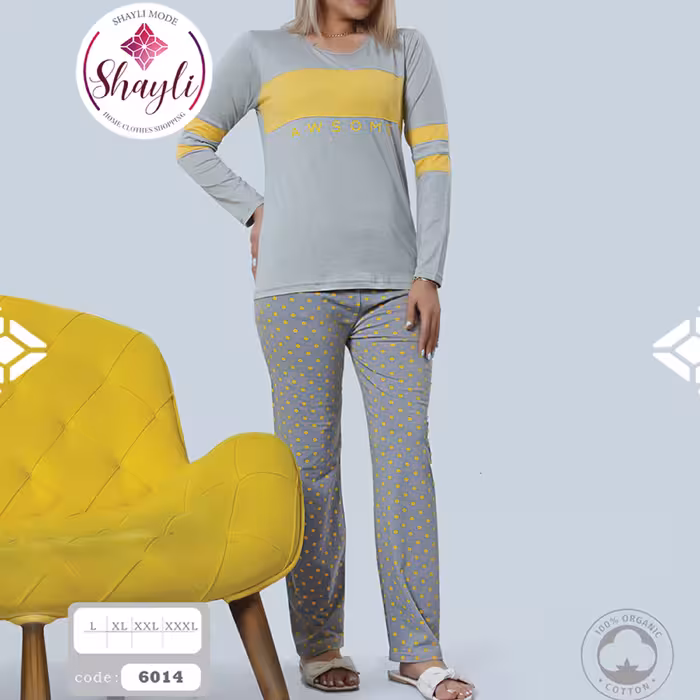 ست تیشرت آستین بلند با شلوار کد 6014 (دارای سایزبندی از 44 تا 50)