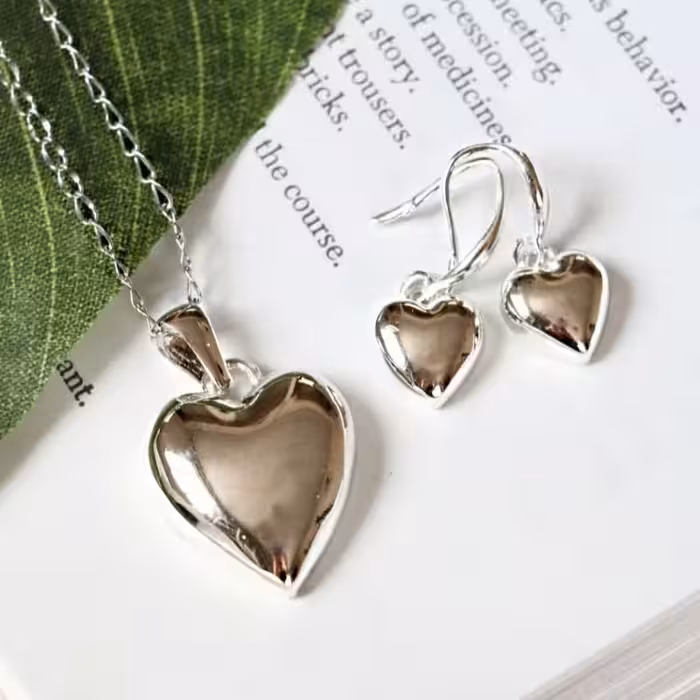 نیمست قلبی نقره ای استیل